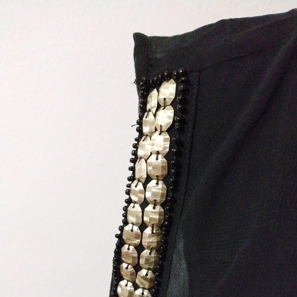 Bebe black beaded metallic dress sz 2 - Picture 3 of 9